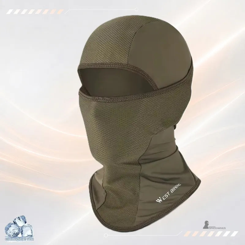 Kask motocyklowy letni męski w kolorze khaki z oddychającego materiału, widok z trzech kwartałów - Espace Cagoules