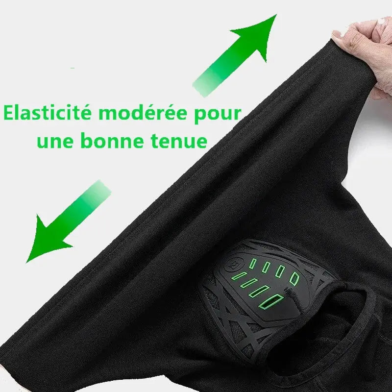 Illustration av den mÄttliga elasticiteten hos anti-dimma vintermotorcykelbalaclava, som erbjuder en bra passform och en perfekt passform tack vare sitt flexibla och hÄllbara material.