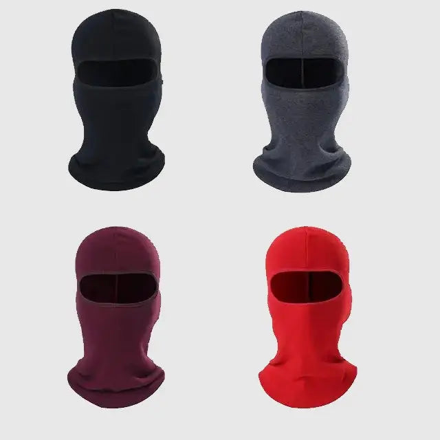 Cagoule moto hiver homme disponible en quatre couleurs : noir, gris, bordeaux et rouge, pour s'adapter à tous les styles et préférences.