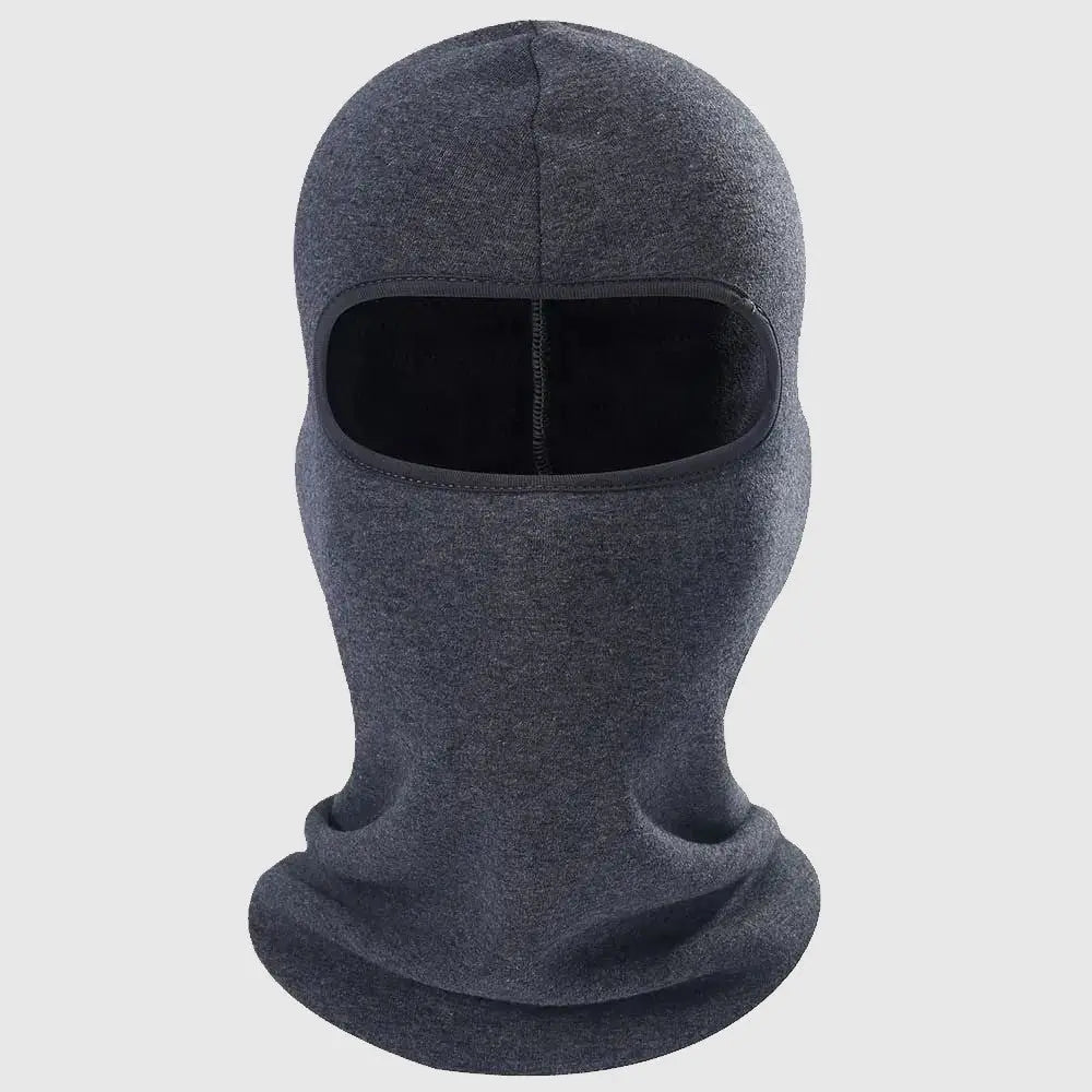 Cagoule moto hiver homme en coloris grise, idéale pour une protection optimale contre le froid lors des trajets en hiver.