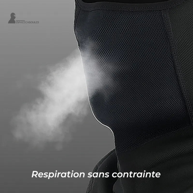 Cagoule Plastron Moto été avec maille respirante au niveau de la bouche pour une respiration sans contrainte en roulant