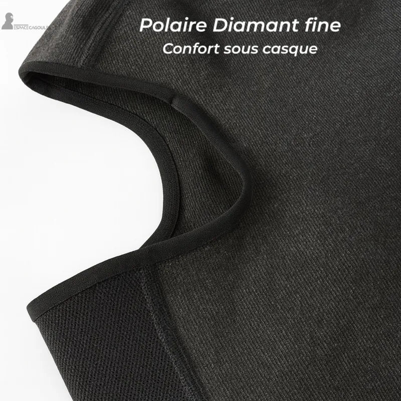 Cagoule plastron en polaire diamant fine pour confort sous casque