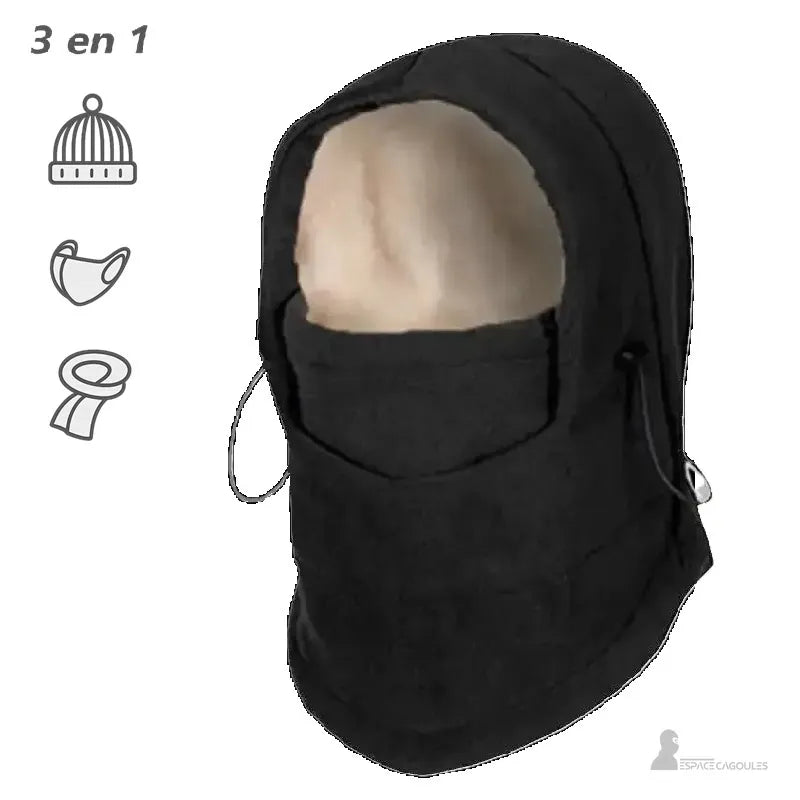 Cagoule polaire enfant noire, modèle hiver mixte pour fille ou garçon