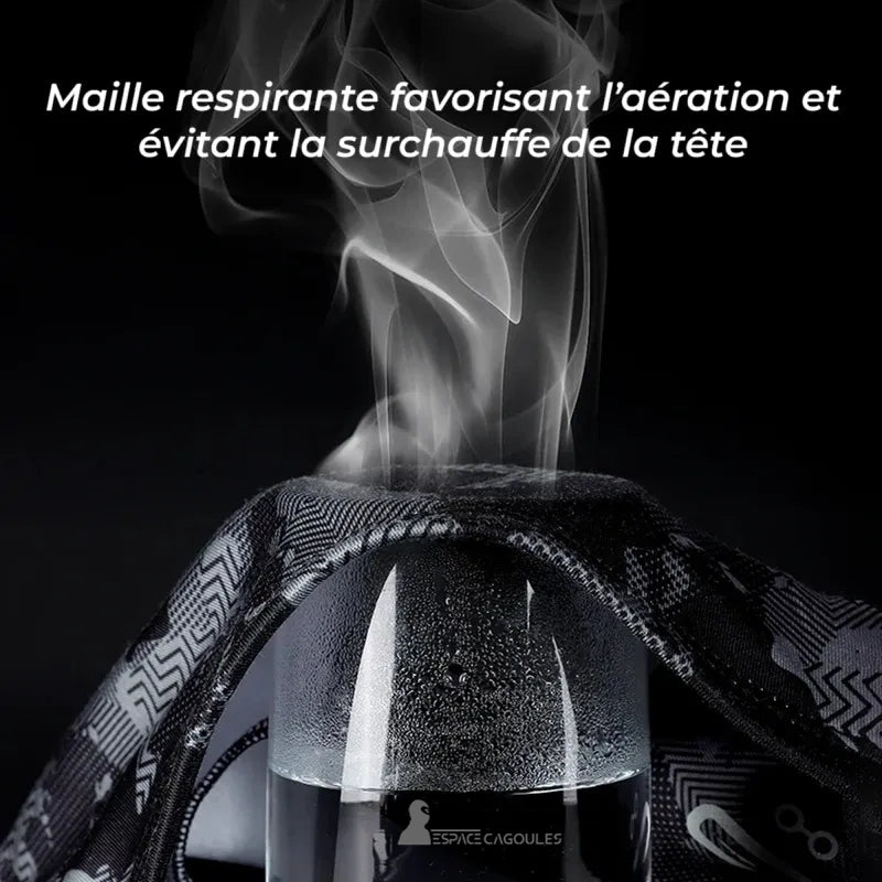 Schwarz-graue Motorrad-Fleece-Kapuze mit atmungsaktivem Mesh, das Dampf durchlässt, um eine Überhitzung zu verhindern