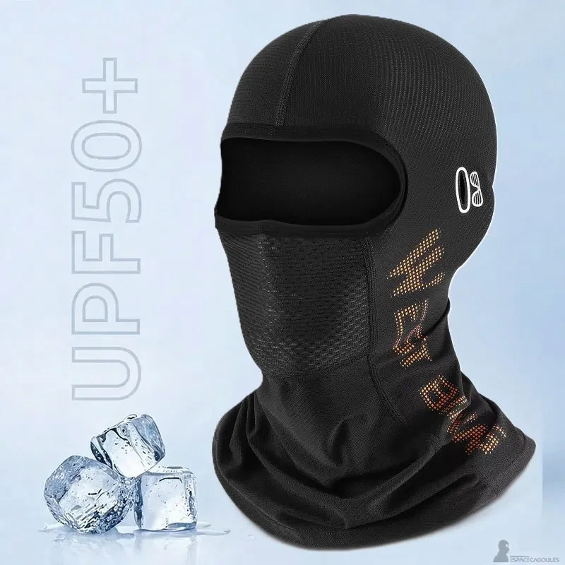 Product view: black balaclava with face opening and breathable area highlighted - Balaclavas Space