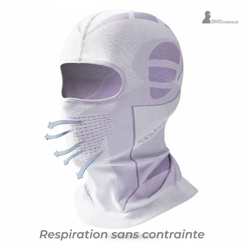 Cagoule ski femme violette avec zone maillage respirant illustrant respiration sans contrainte et confort sportif