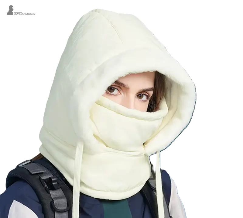 Varm beige vattentĂ€t dambalaklava med fleecefodrad huva, perfekt för skidĂ„kning och vintersport â Espace Cagoules