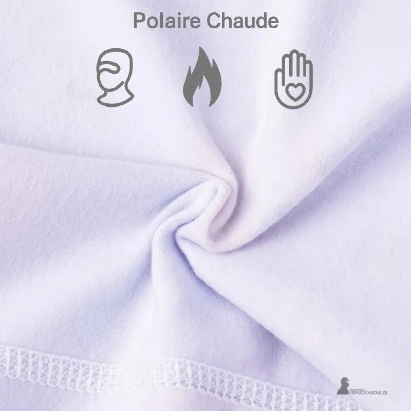 Skidbalaclava för flickor i varmt och mjukt fleecetyg, zoomad struktur för att visa materialets komfort – Espace Cagoules