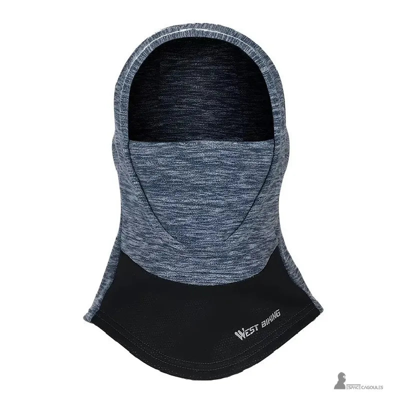 Grå skidbalaclava för pojkar i varm fleece framifrån med svart bas på neutral bakgrund - Espace Cagoules