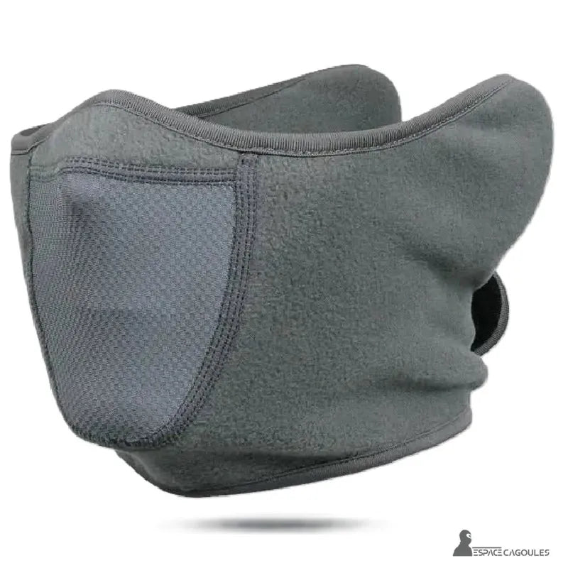 Graue Ski-Nackenkapuze aus warmem Fleece mit atmungsaktiver Zone, ideal zum Skifahren und für Outdoor-Aktivitäten im Winter