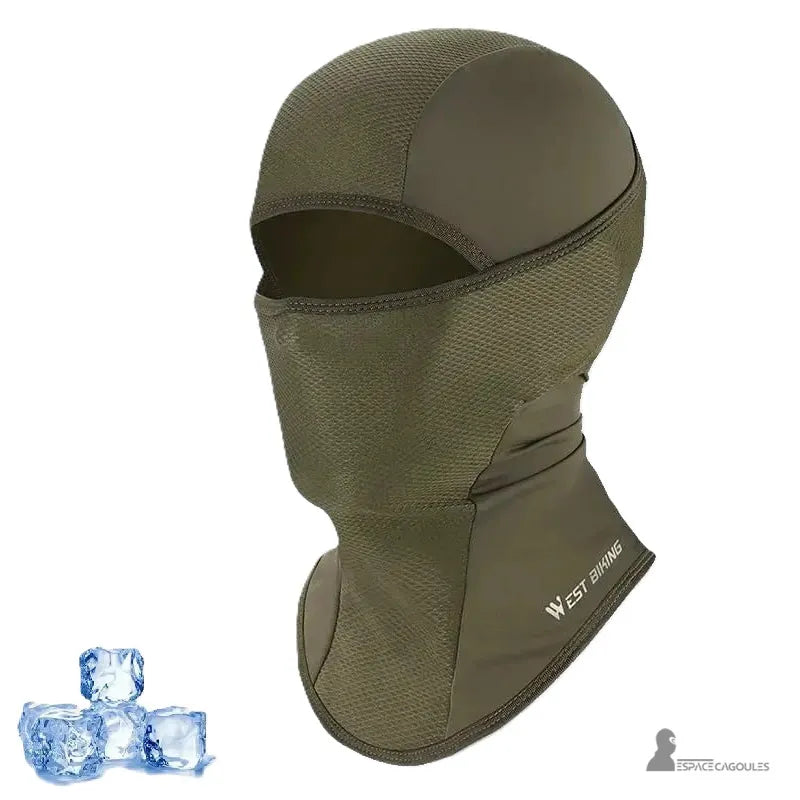 Cagoule Vélo été respirante verte avec glaçons en bas à gauche, symbolisant fraîcheur et confort par temps chaud