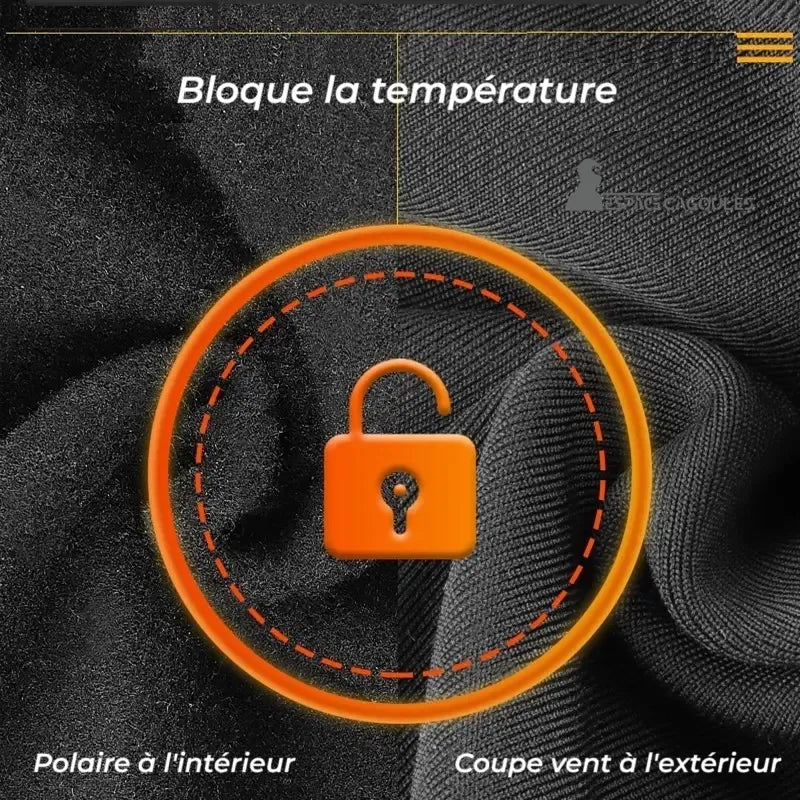 Cagoule vélo hiver avec tissu coupe-vent extérieur et intérieur polaire pour bloquer la température efficacement