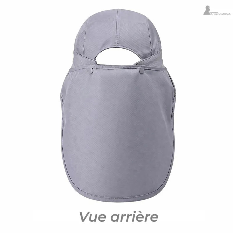 Rear opening with scratch and press studs of the gray saharan cap - Cagoules Space