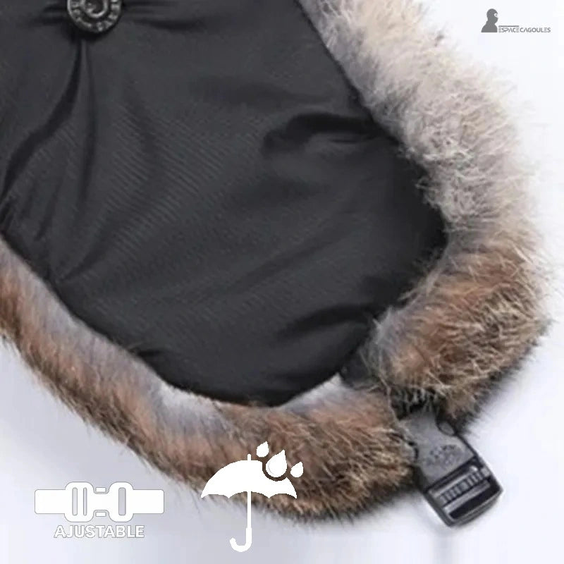 Cappello da uomo in pelliccia ravvicinata con fissaggio regolabile e rifinitura in pelliccia naturale - Espace Cagoules