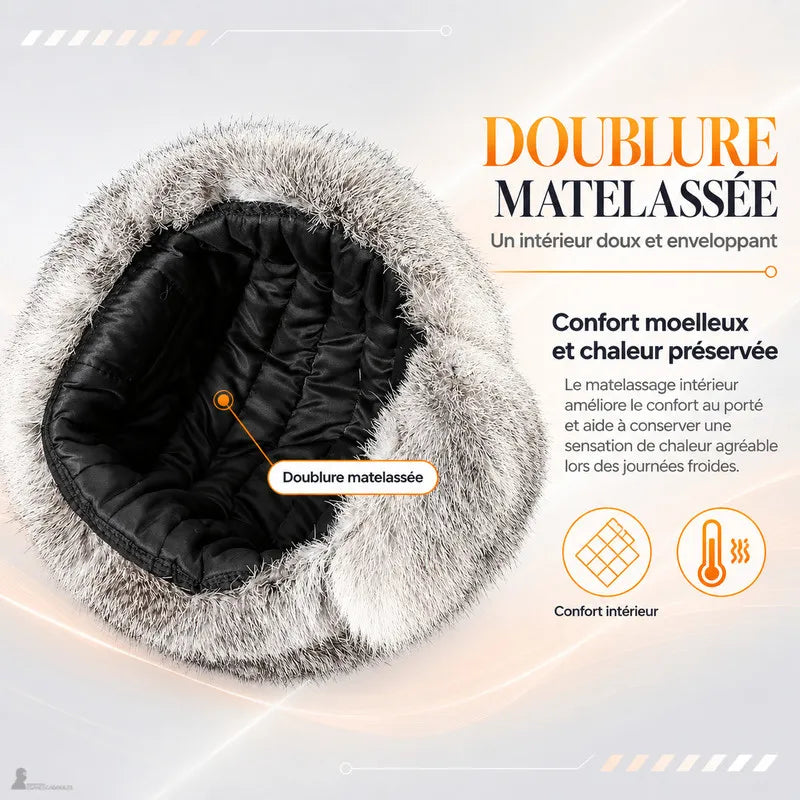Chapka en fourrure homme intérieur matelasse noir entouré de fourrure épaisse - Espace Cagoules
