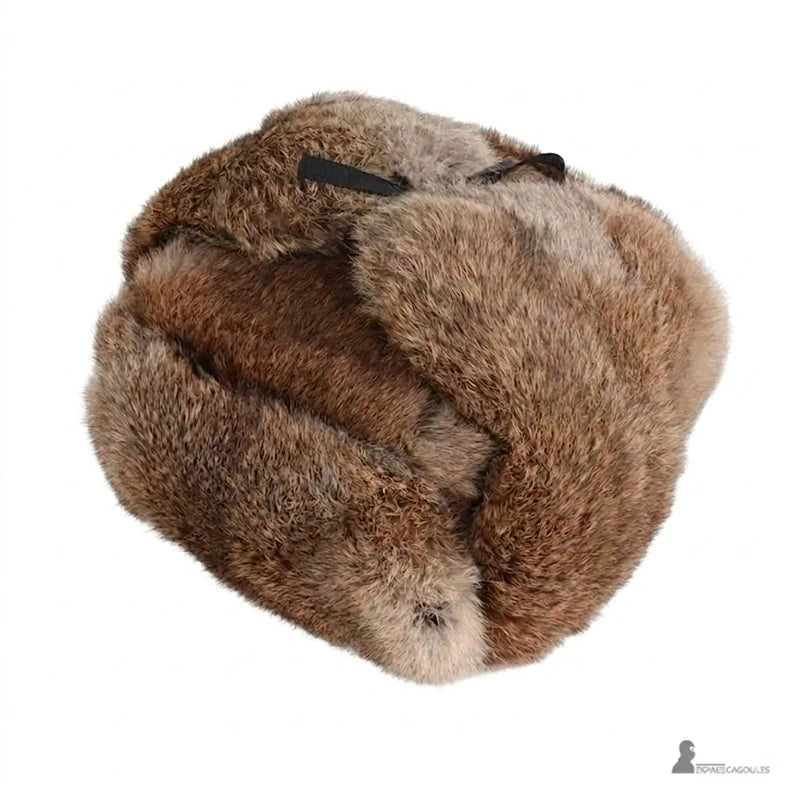 Chapka Russe pour homme en fourrure épaisse brune, vue de dessus - Espace Cagoules