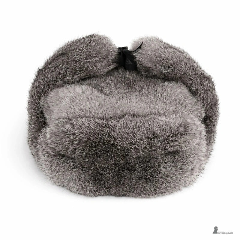 Chapka Russe noire pour homme en fourrure épaisse et grise vue de dessus - Espace Cagoules