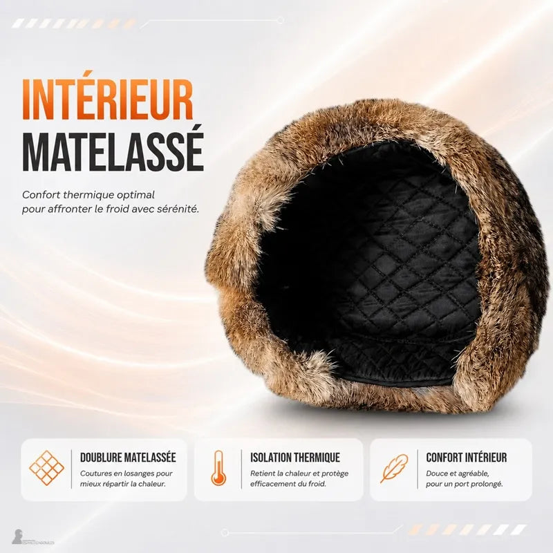 Intérieur matelassé à losanges d'une chapka russe homme en fourrure - Espace Cagoules