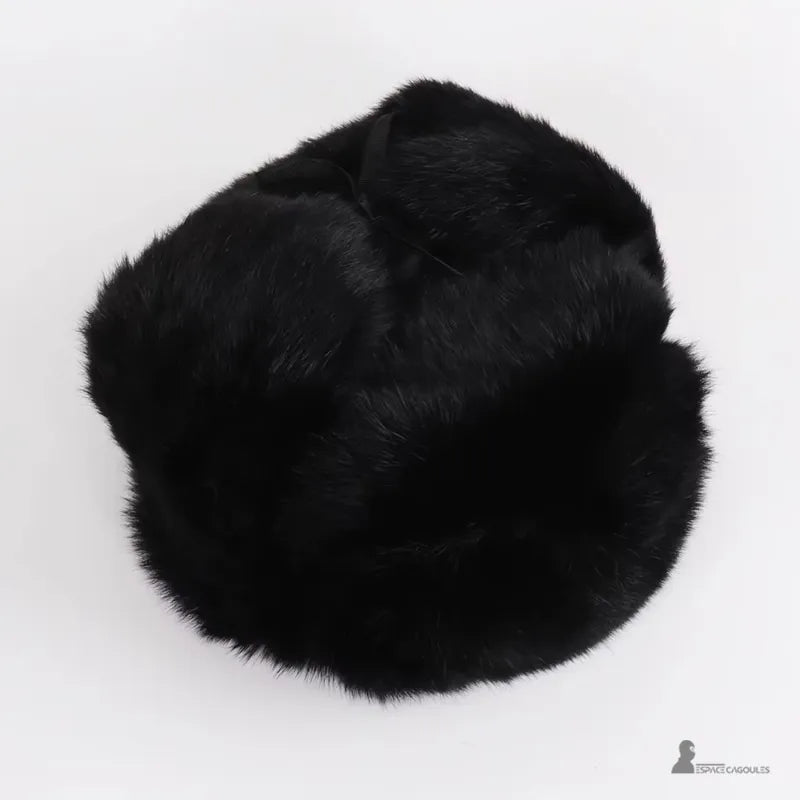 Chapka Russe noire pour homme en fourrure épaisse, vue de dessus