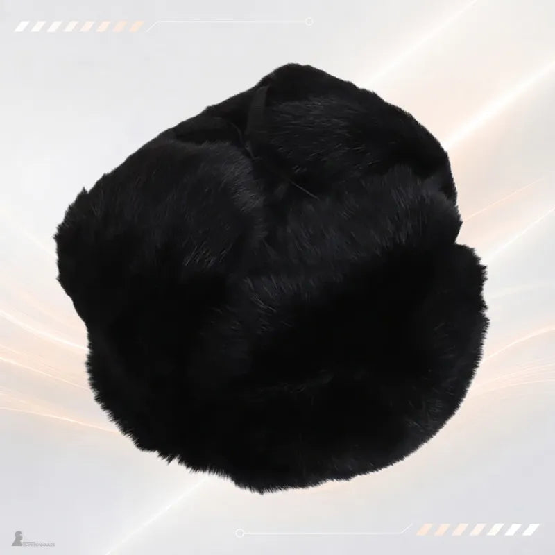 Chapka russe homme noire en fourrure de lapin vue de dessus, oreillettes relevées - Espace Cagoules