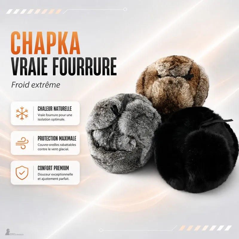 Chapka russe homme en fourrure disponible en noir, gris et brun - Espace Cagoules