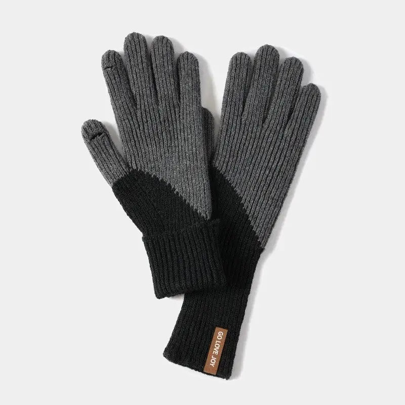 Women's two-tone wool gloves Grey and black