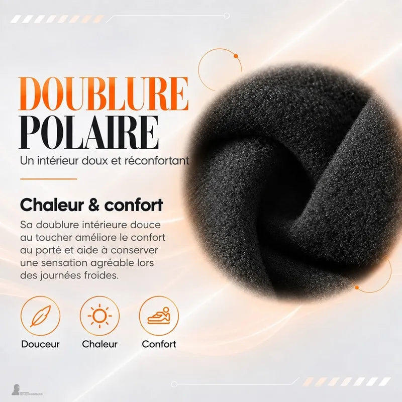 Doublure polaire intérieure du masque moto AirShield en gros plan, matière douce pour la chaleur - Espace Cagoules