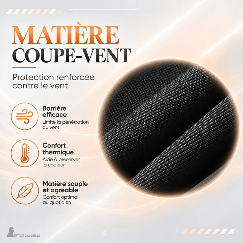 Zoom sur la matière coupe-vent en polyester tissé du masque moto hiver AirShield - Espace Cagoules