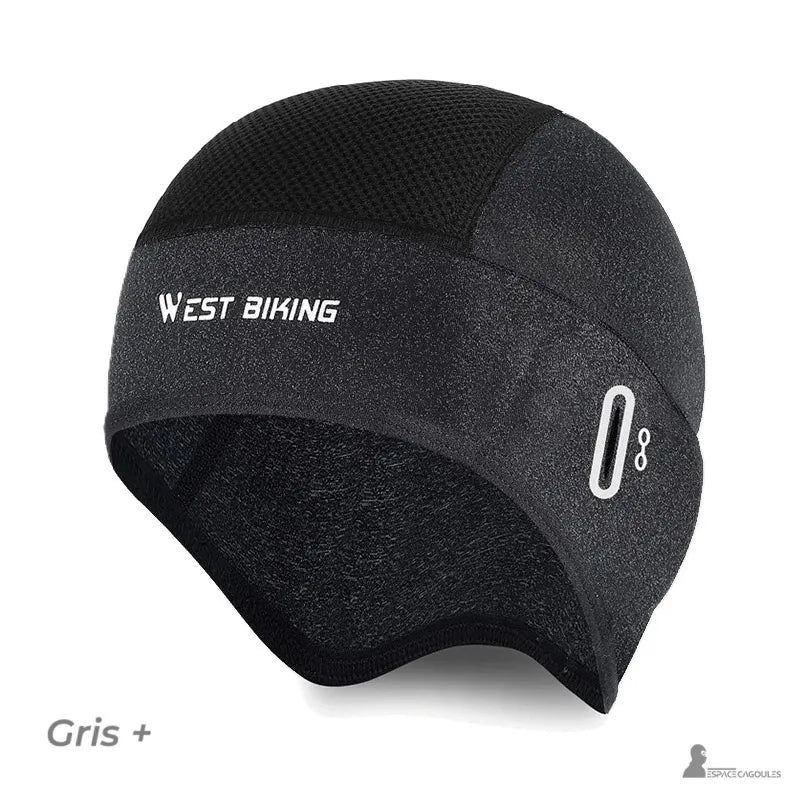 Sous Casque Moto été West Biking gris avec passages latéraux pour branches de lunettes, confort et maintien sous casque