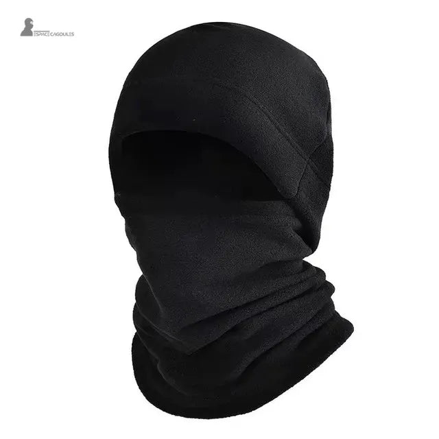 Bonnet cagoule black en polaire chaude couvrant la tête et le cou, protection contre le froid pour sports d’hiver Espace Cagoules