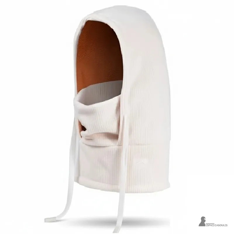 Bonnet cagoule enfant blanc cassé intérieur polaire caramel doux et chaud pour activités extérieures d’hiver - Espace Cagoules