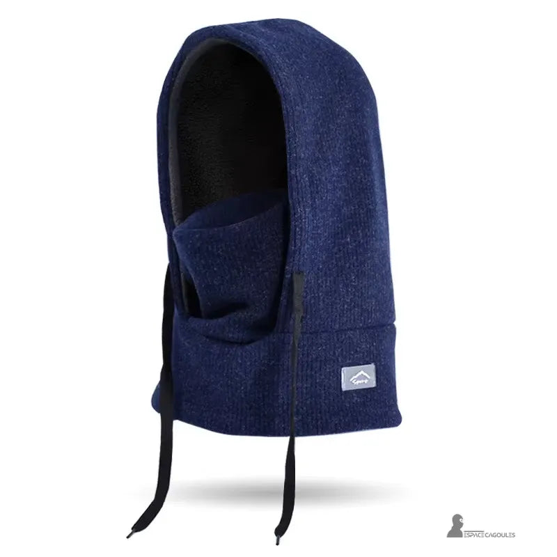 Bonnet cagoule enfant bleu marine en polaire chaude avec cordons ajustables pour protection hivernale - Espace Cagoules