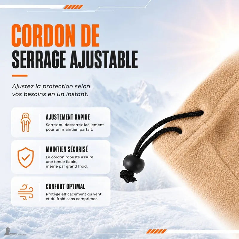 Détail du cordon de serrage ajustable à l'arrière du bonnet cagoule homme Polacor pour régler le maintien - Espace Cagoules