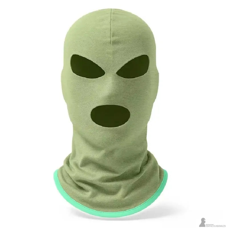 Cagoule 3 trous en polaire grise vue de face sur fond neutre, trois ouvertures bien découpées - Espace Cagoules