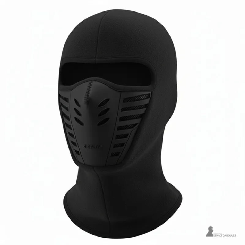 cagoule anti buée – Cagoule noire avec masque rigide anti condensation permettant une respiration fluide en extérieur froid – Espace Cagoules