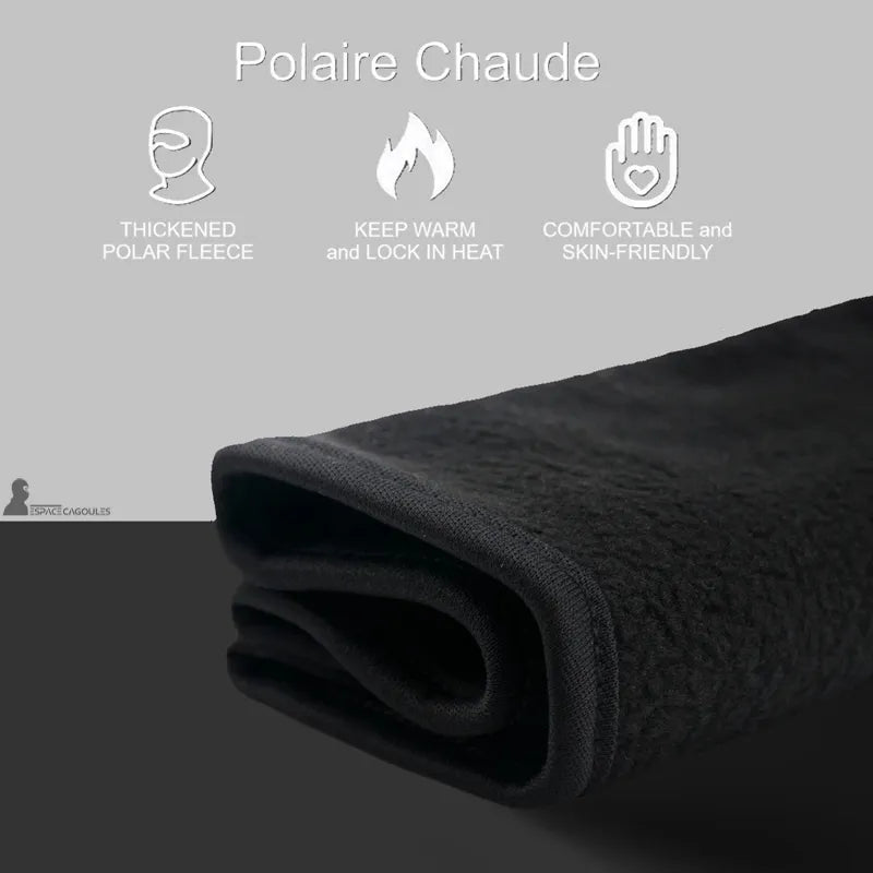 cagoule anti buée – Gros plan sur la polaire chaude et épaisse utilisée pour l’intérieur de la cagoule, montrant sa texture douce – Espace Cagoules