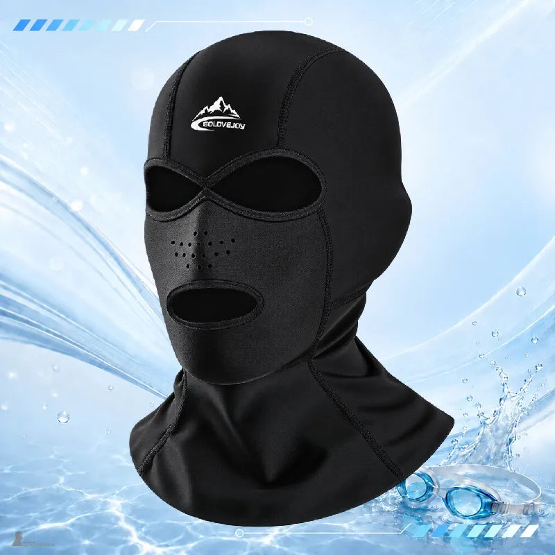Cagoule anti-UV UPF 40+ noire, capuche intégrale avec ouvertures yeux et bouche, aérations perforées sur les joues et couvre-nuque - Espace Cagoules