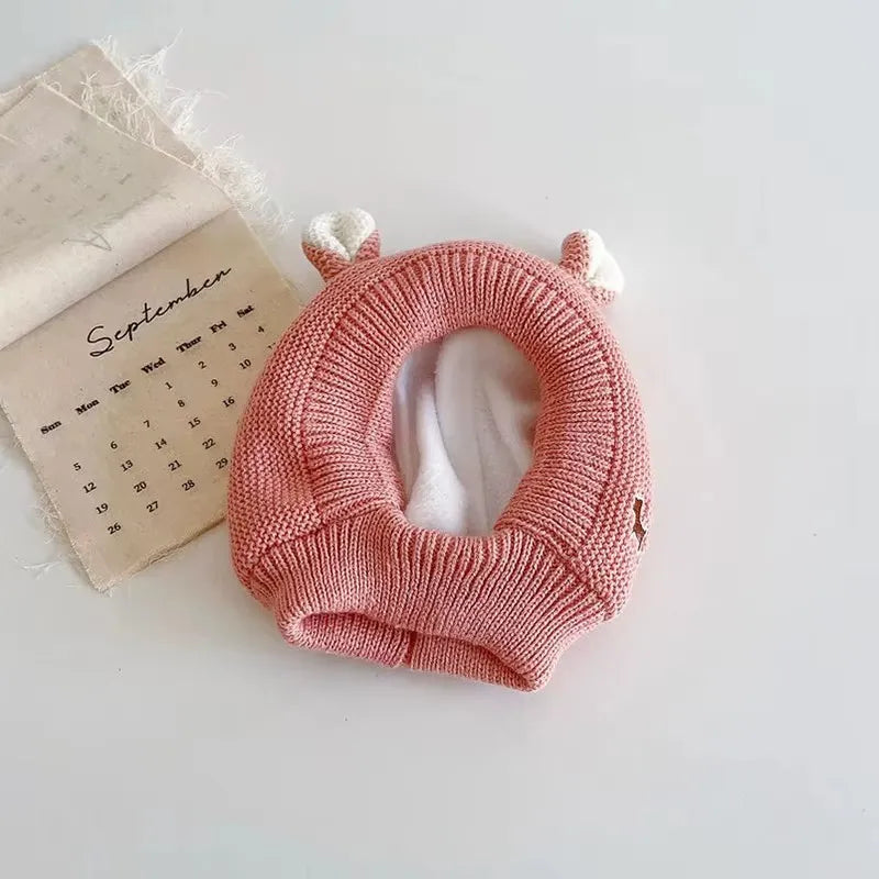 Cagoule bébé 6 à 36 mois en maille rose, bonnet cagoule bébé avec ouverture arrondie, petites oreilles blanches et intérieur doux pour l’hiver