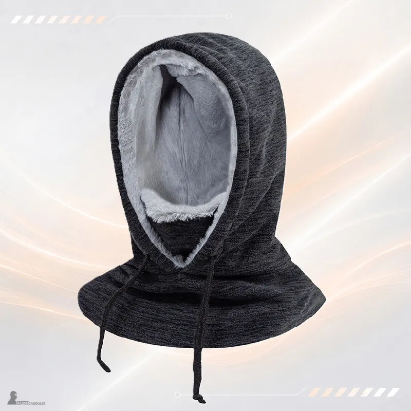 Cagoule capuche polaire CozyHood noire doublée fourrure avec col et cordon de serrage - Espace Cagoules