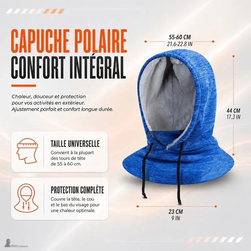Wymiary polarowej czapki CozyHood: obwód głowy 55 do 60 cm, wysokość 44 cm - Przestrzeń Czapek