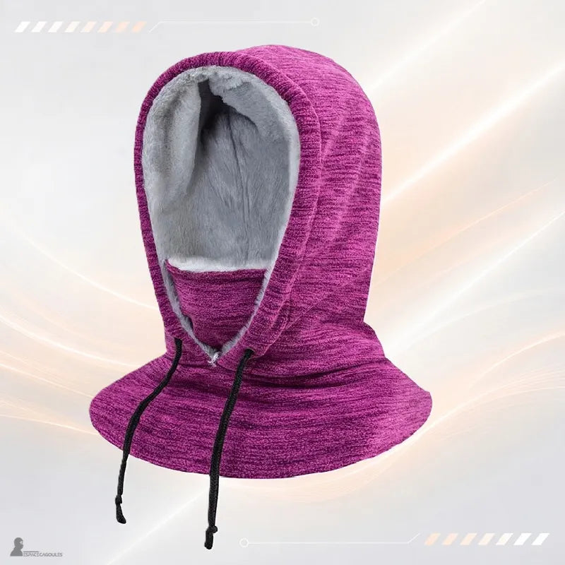 Cagoule capuche polaire CozyHood rose doublée fourrure douce vue de trois quarts - Espace Cagoules