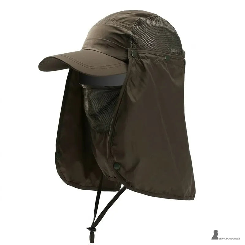 Cagoule casquette modulable vert armée avec visière et protection complète du visage vue produit isolé - Espace Cagoules
