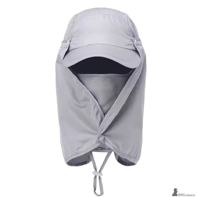 Cagoule casquette modulable grise avec visière et protection faciale vue de face produit isolé - Espace Cagoules
