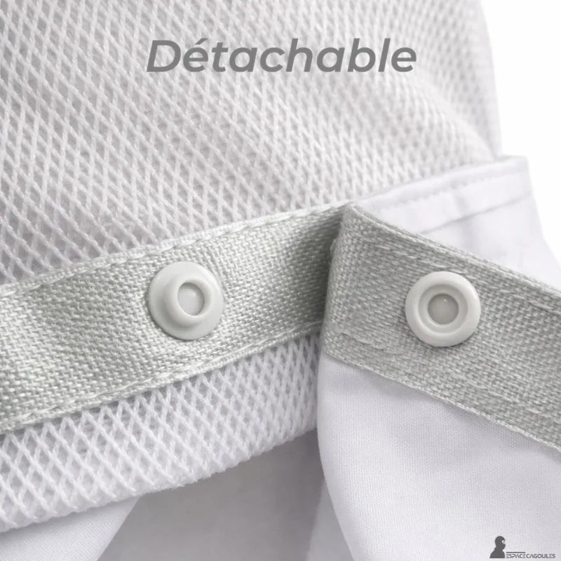 Cagoule casquette modulable avec boutons pression latéraux pour fixation des rabats vue détail macro - Espace Cagoules