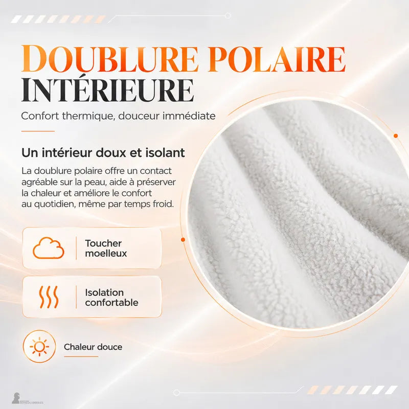 Gros plan sur la doublure polaire intérieure blanche et moelleuse de la cagoule, illustrant l'isolation thermique - Espace Cagoules