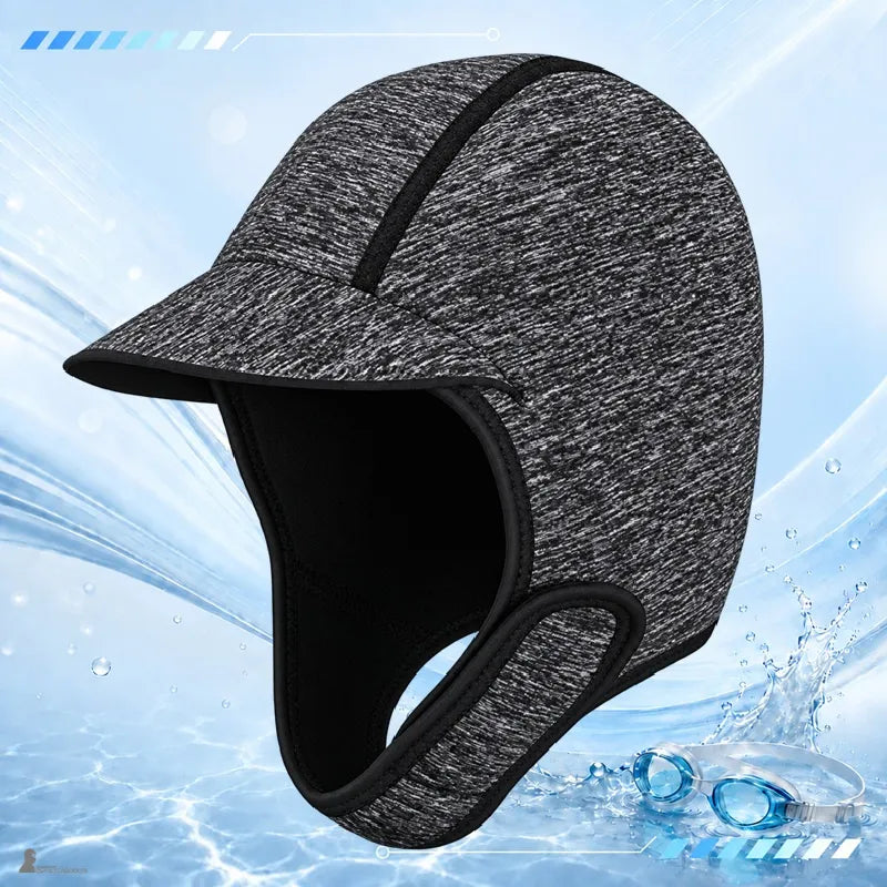 Cagoule de surf néoprène CapSurf coloris gris chiné avec visière et velcro - Espace Cagoules