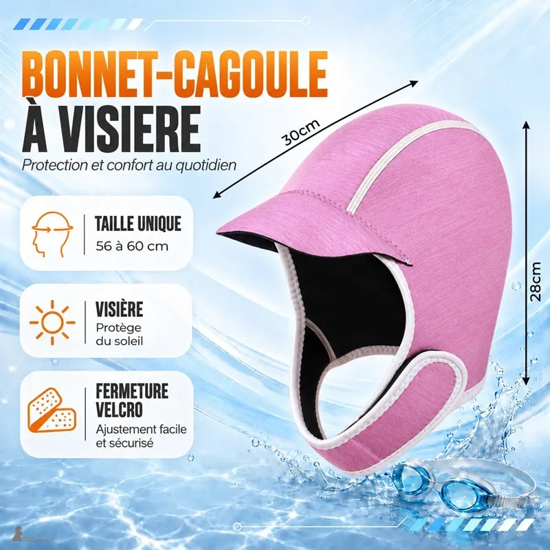Dimensions de la cagoule de surf CapSurf rose, 30 cm sur 28 cm, taille unique 56 à 60 cm - Espace Cagoules