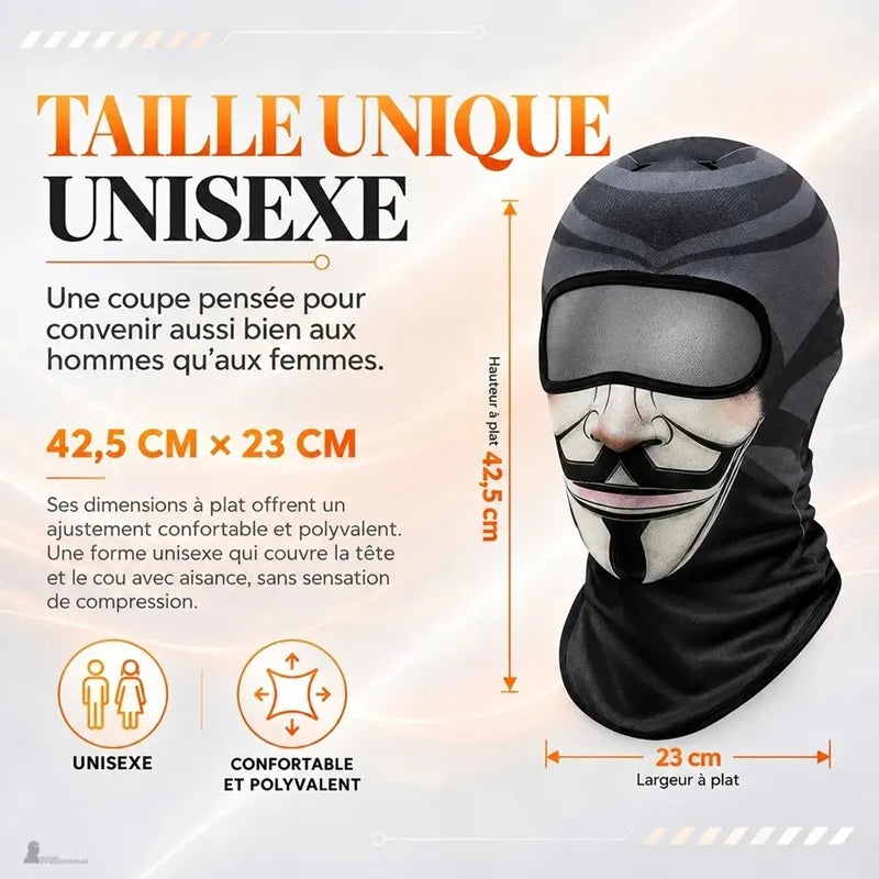 Cagoule drôle Comik taille unique unisexe, dimensions à plat de 42,5 cm de haut sur 23 cm de large - Espace Cagoules