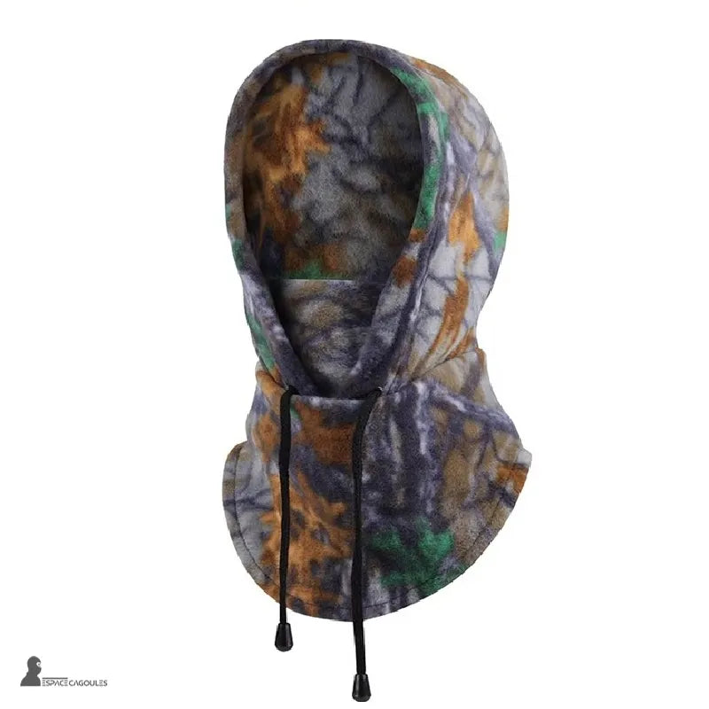 Cagoule en polaire polarhead camouflage vert marron fond blanc vue de face