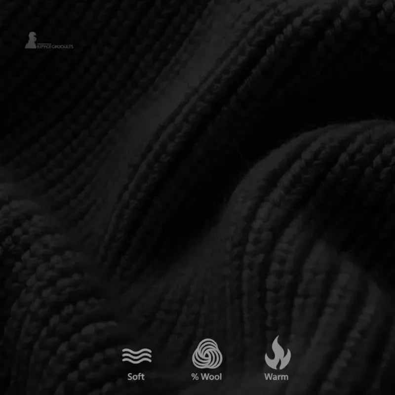 Cagoule femme hiver noire texture laine douce chaude souple icones confort chaleur